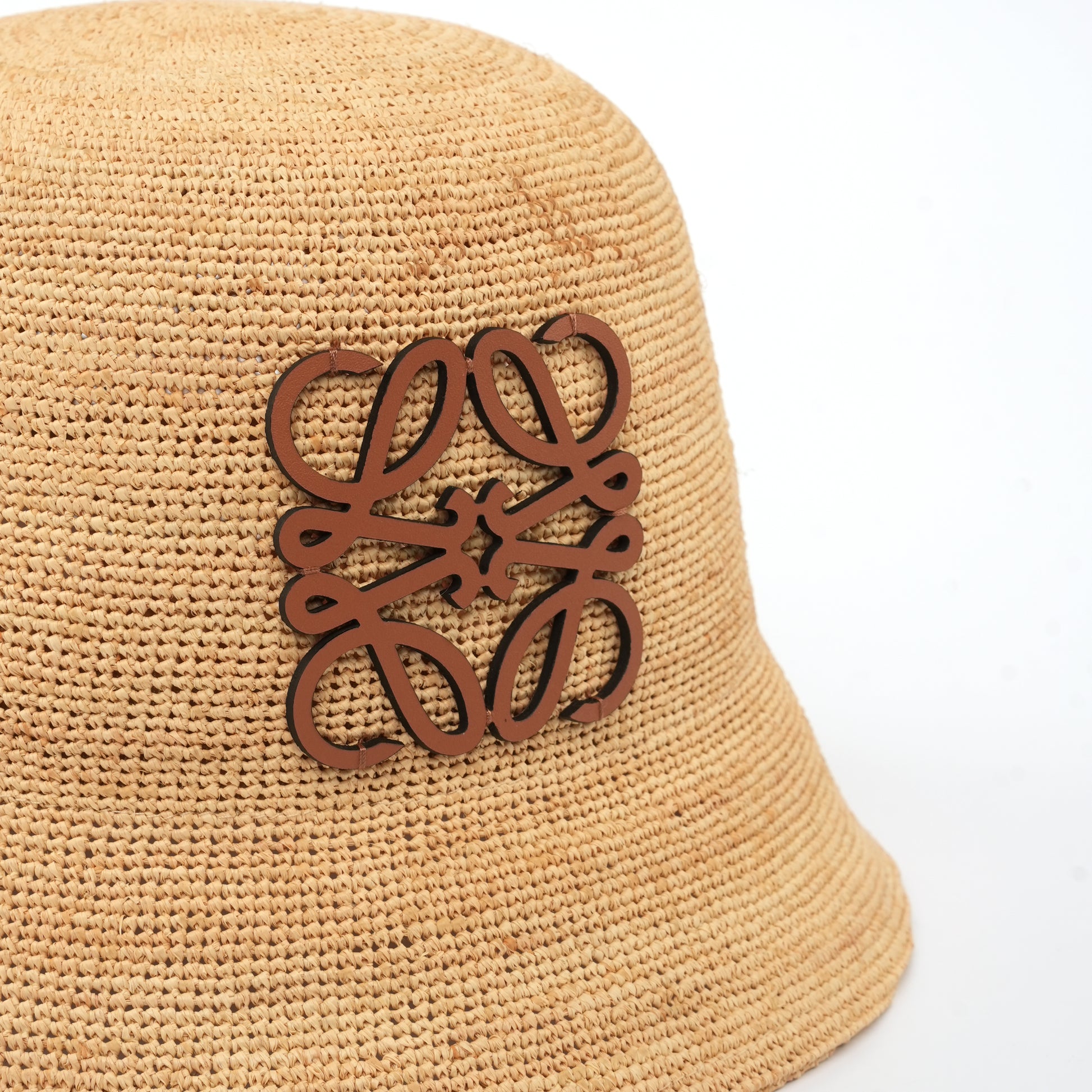 Cappello Loewe in rafia e pelle di vitello