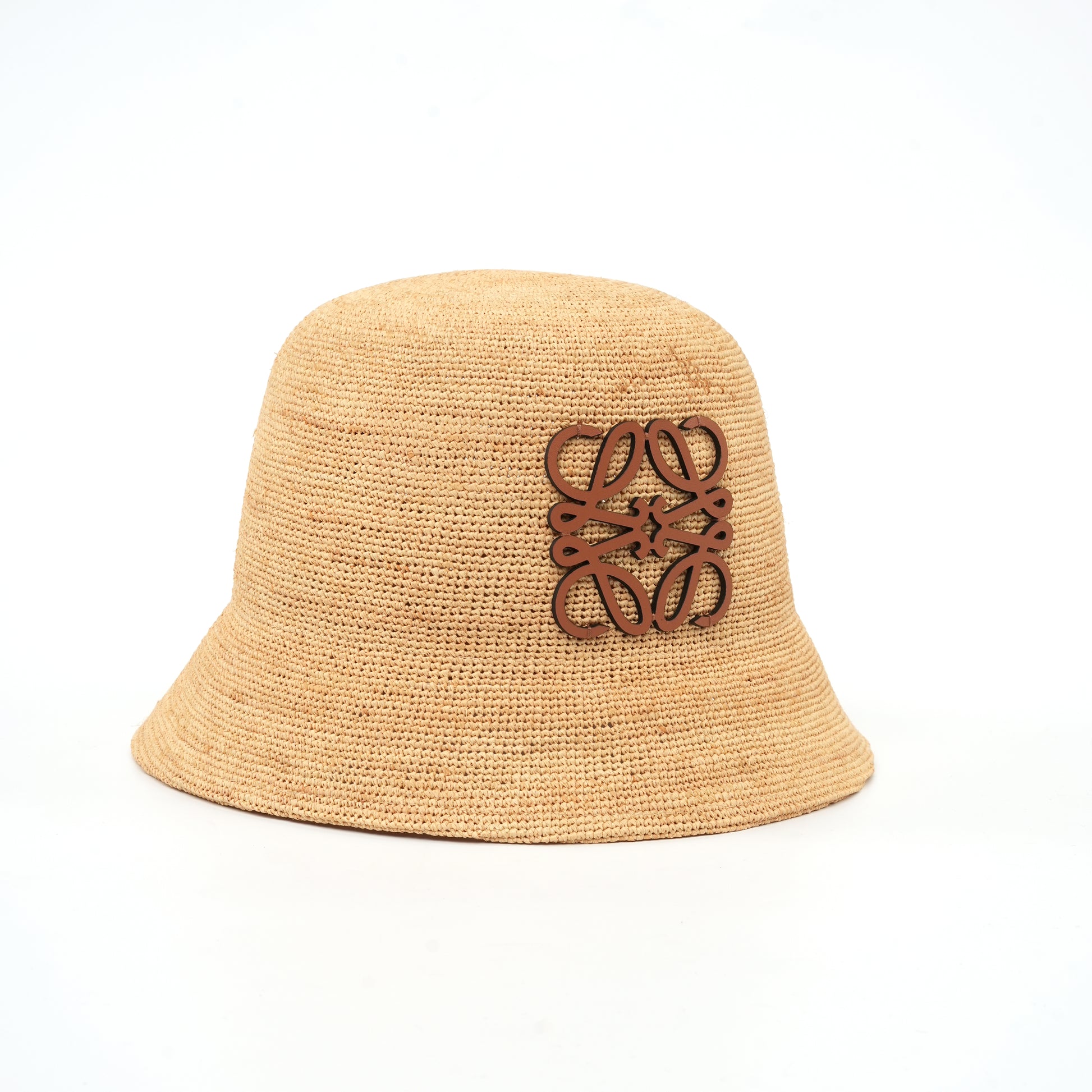 Cappello Loewe in rafia e pelle di vitello