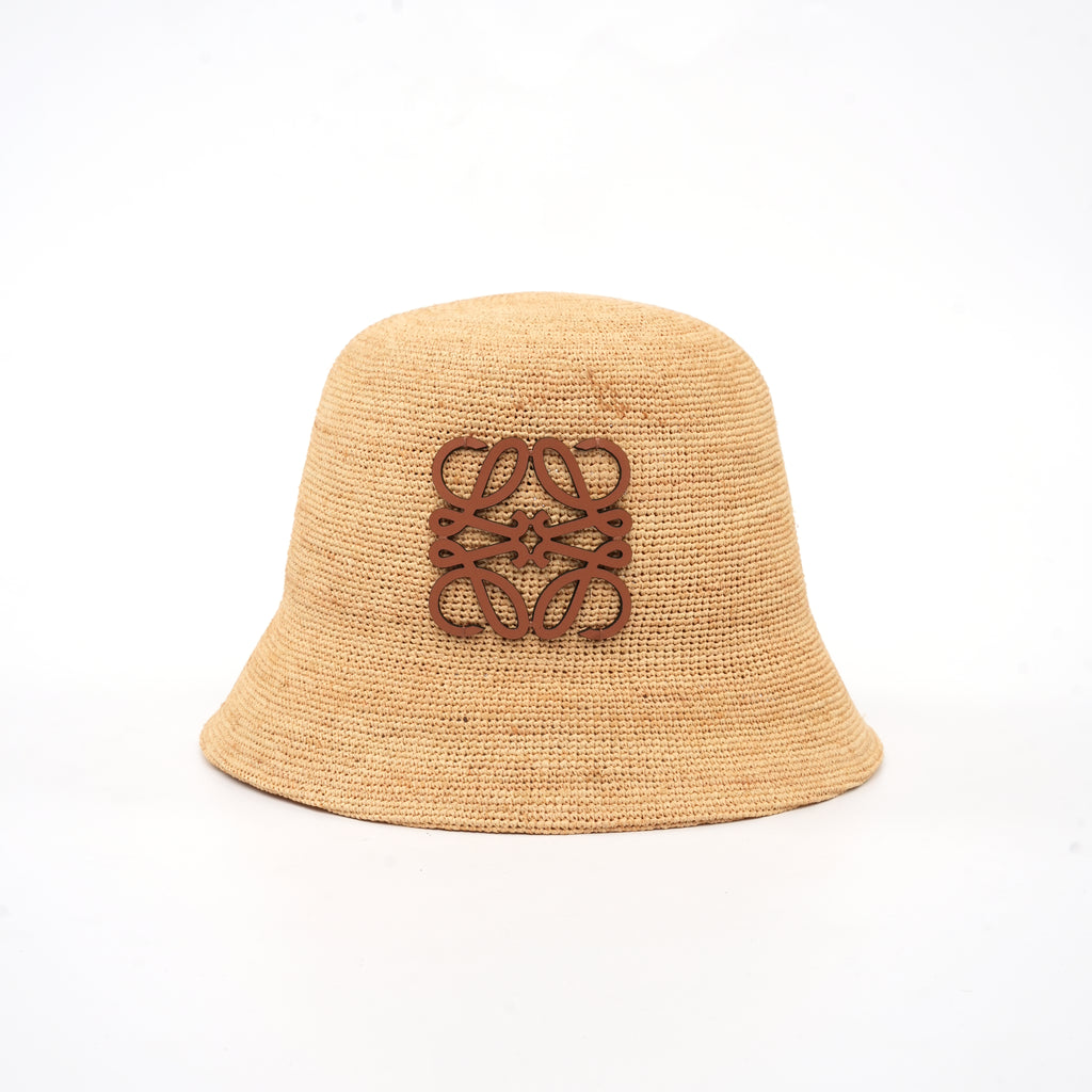 Cappello Loewe in rafia e pelle di vitello