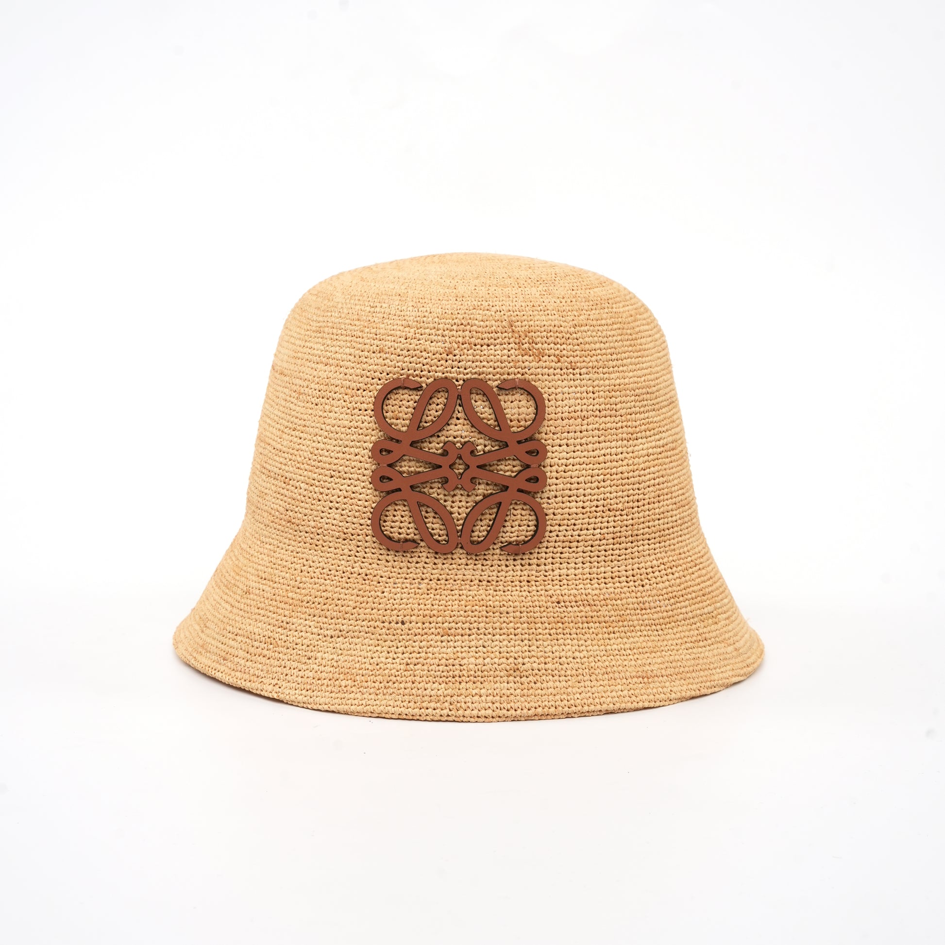 Cappello Loewe in rafia e pelle di vitello