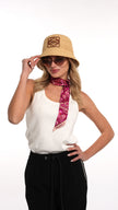 Cappello Loewe in rafia e pelle di vitello