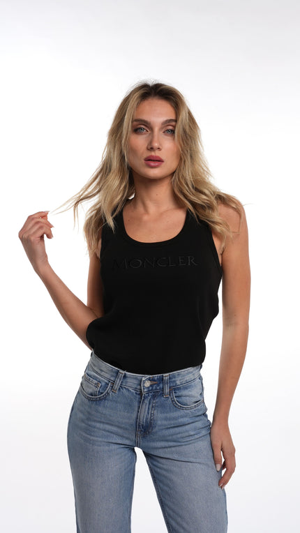 Canotta Moncler con logo ricamato