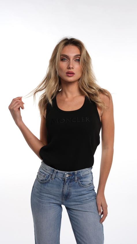 Canotta Moncler con logo ricamato